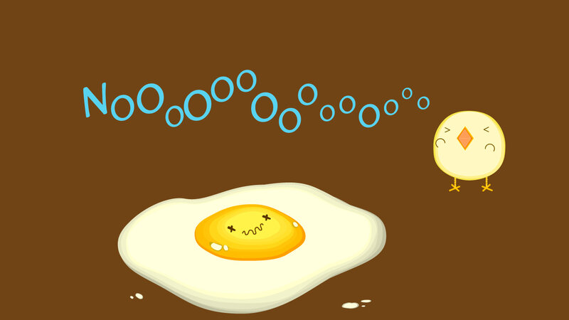 Chickens and fried eggs