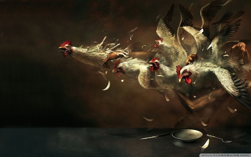 Chickens Flying in Chaos