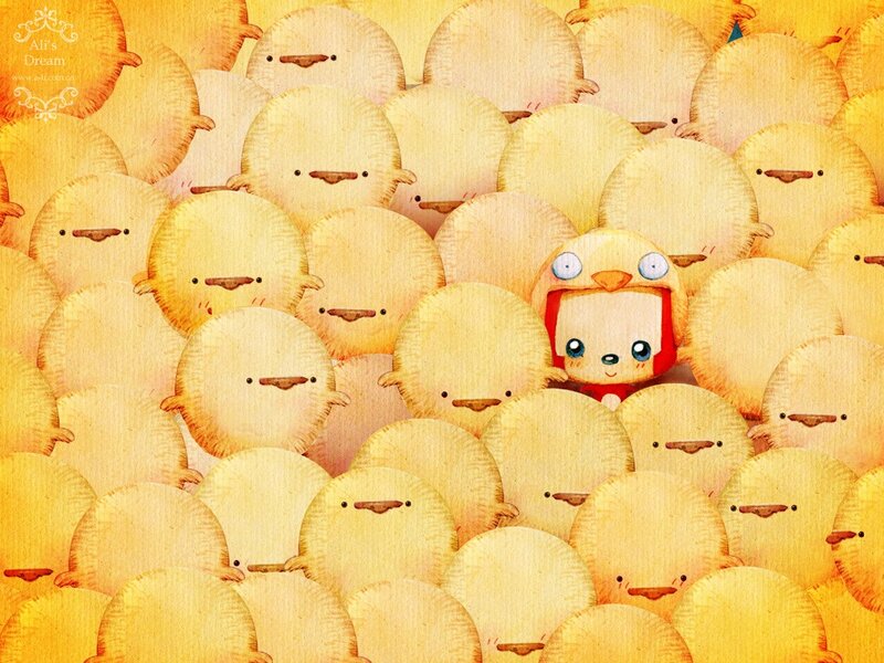 Chickens in a crowd