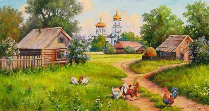 Chickens in a Village — Green