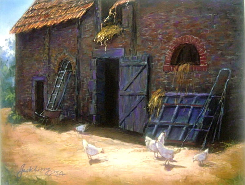 Chickens Near Barn