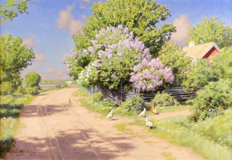 Chickens on a Dirt Road — Green