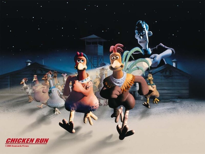 Chickens Running at Night