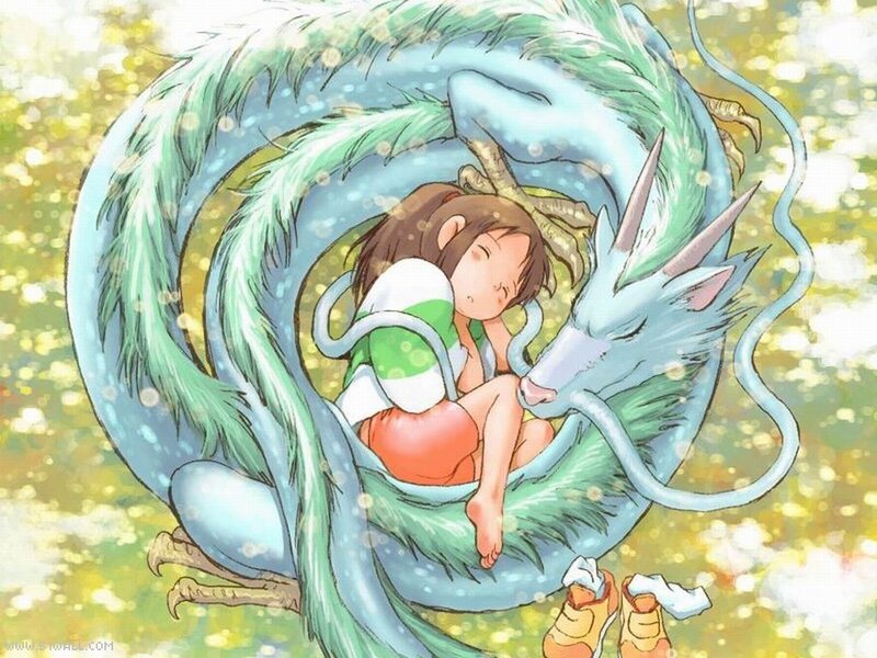 Chihiro and Haku in a dream