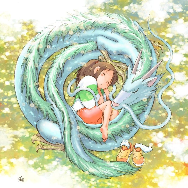 Chihiro and Haku sleeping