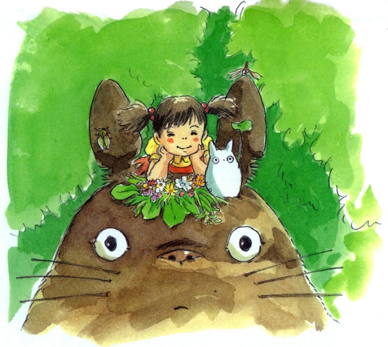 Chihiro and Totoro in the forest
