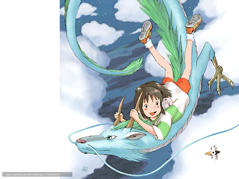 Chihiro riding a dragon