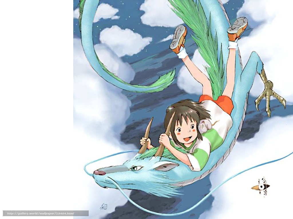 Chihiro riding a dragon