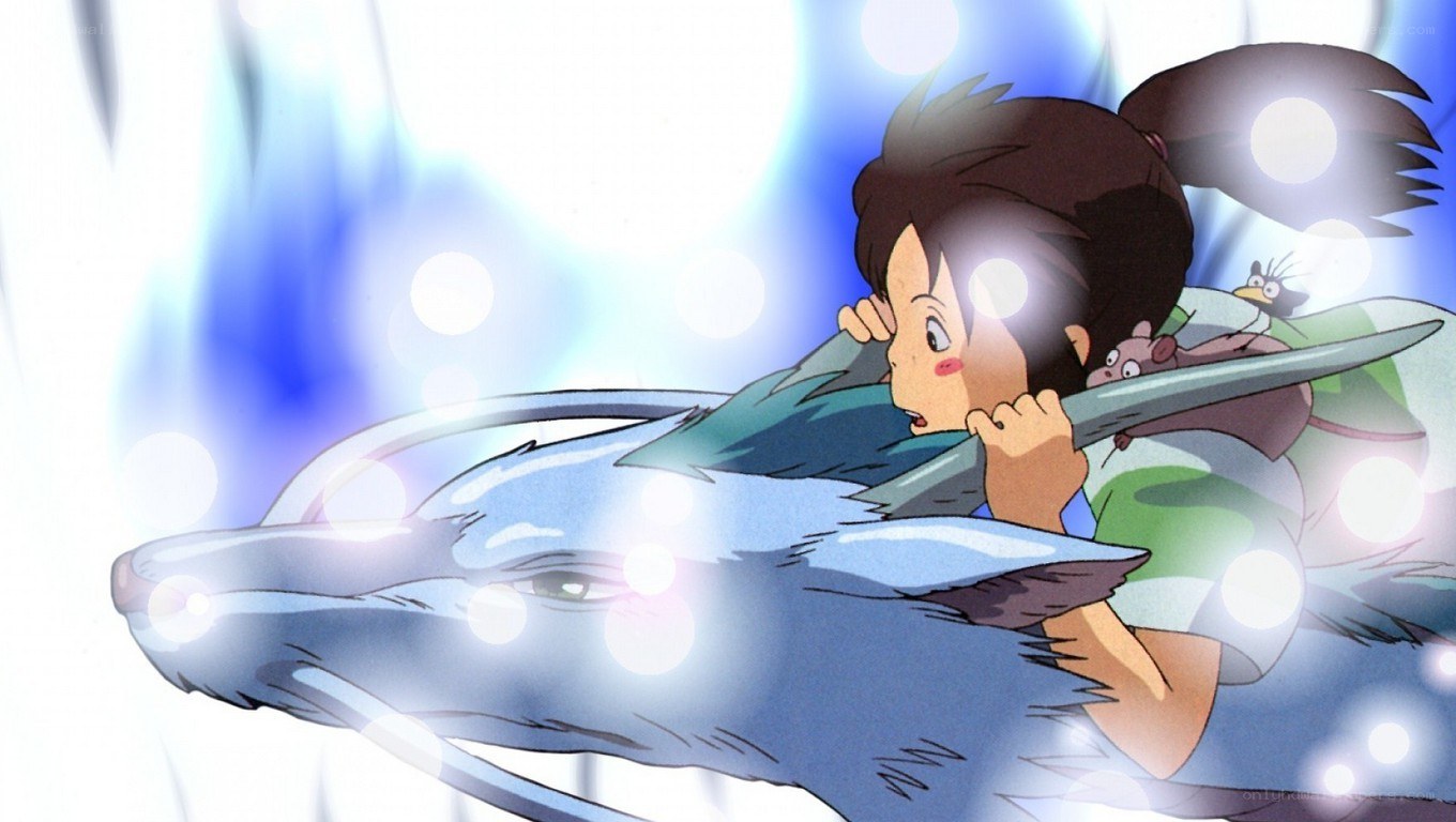 Chihiro riding a spirit