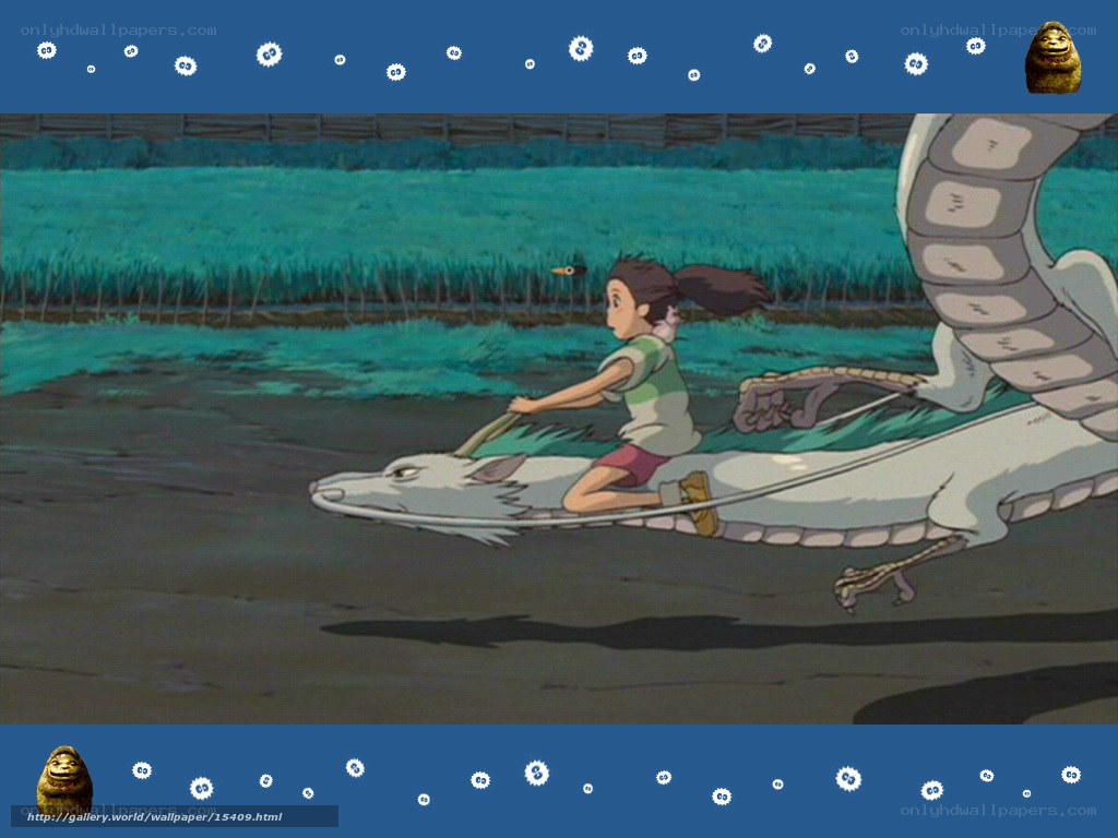 Chihiro riding the river spirit