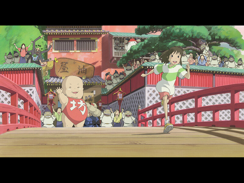 Chihiro running through spirit world