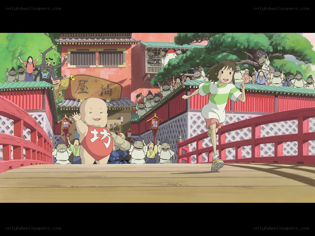 Chihiro running through spirit world
