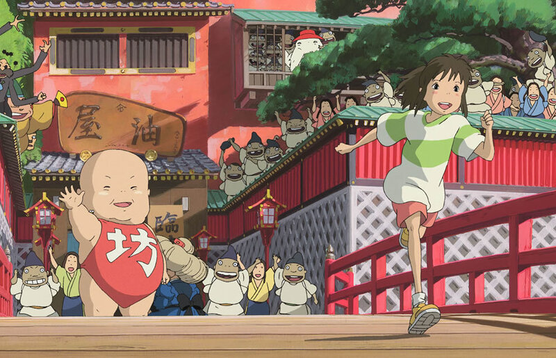 Chihiro running through the spirit world