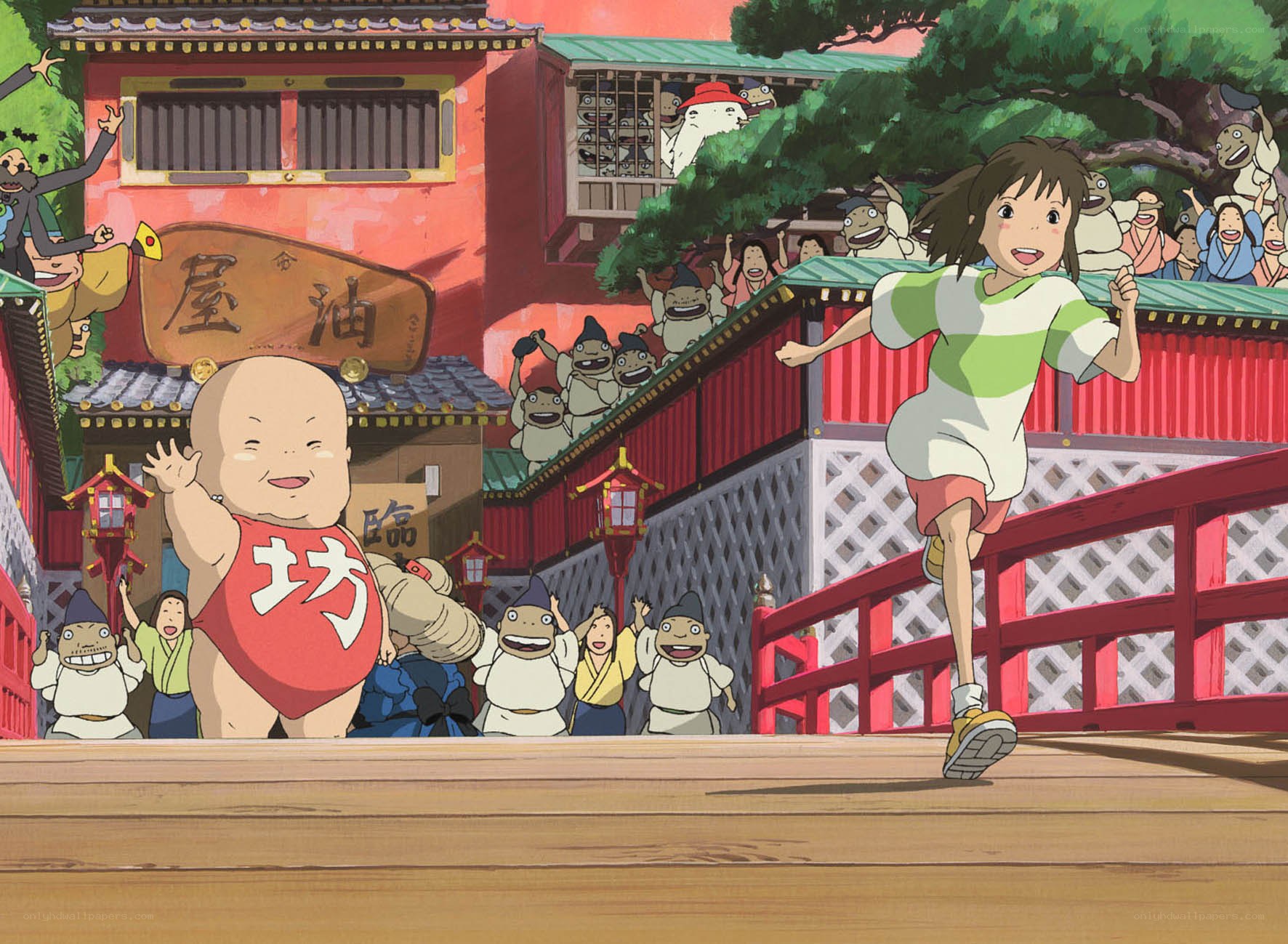 Chihiro running through the spirit world