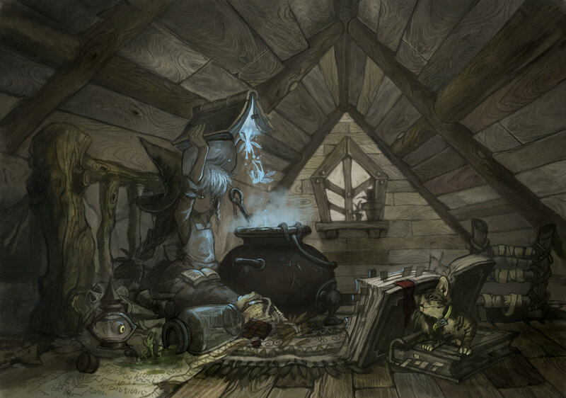 Child Alchemist in Attic