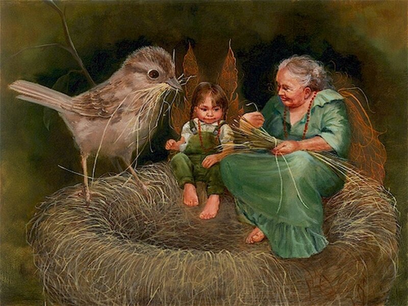 Child and Bird in Nest