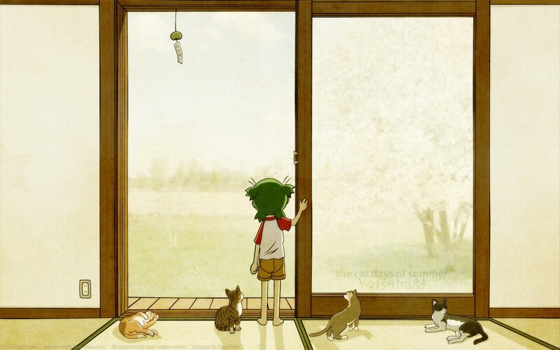 Child and Cats in Room — Beige, Calm