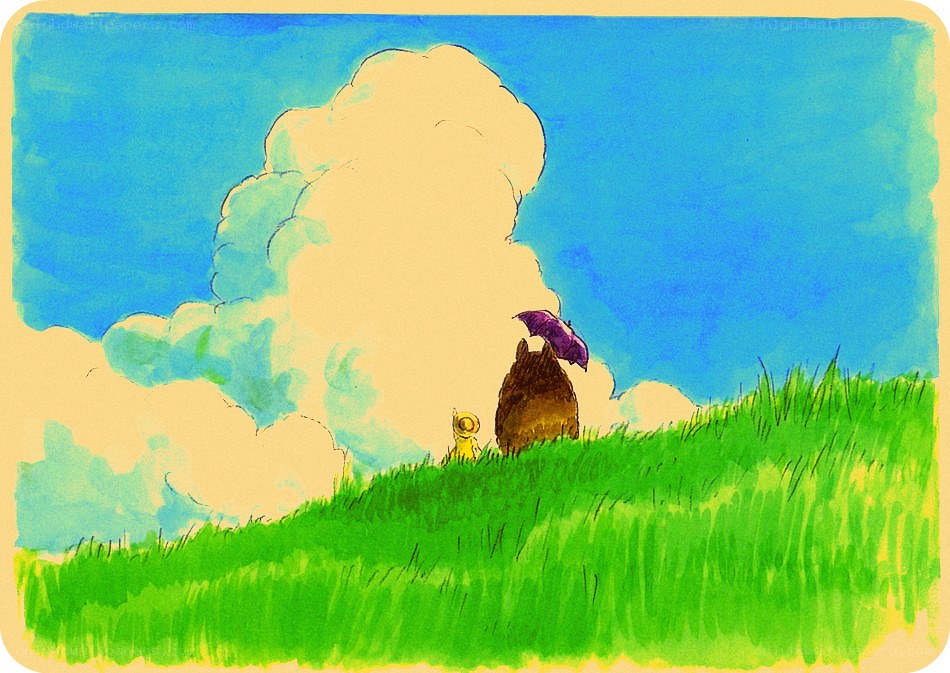 Child and creature on a hill