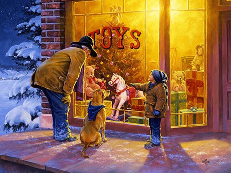 Child and Dog at Toy Store