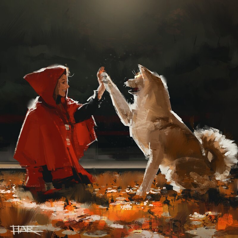 Child and Dog High-fiving