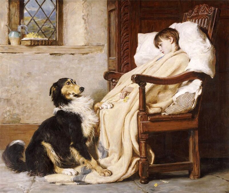 Child and Dog in Chair