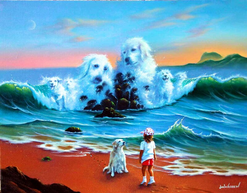 Child and Dog on Beach