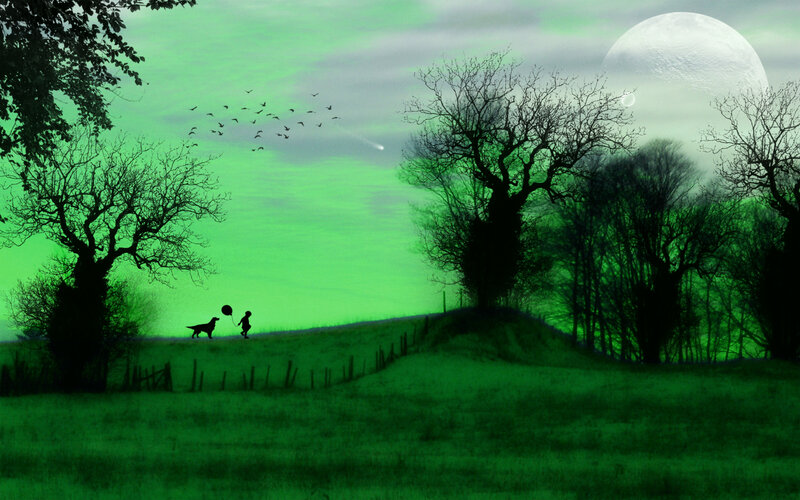 Child and Dog Silhouette