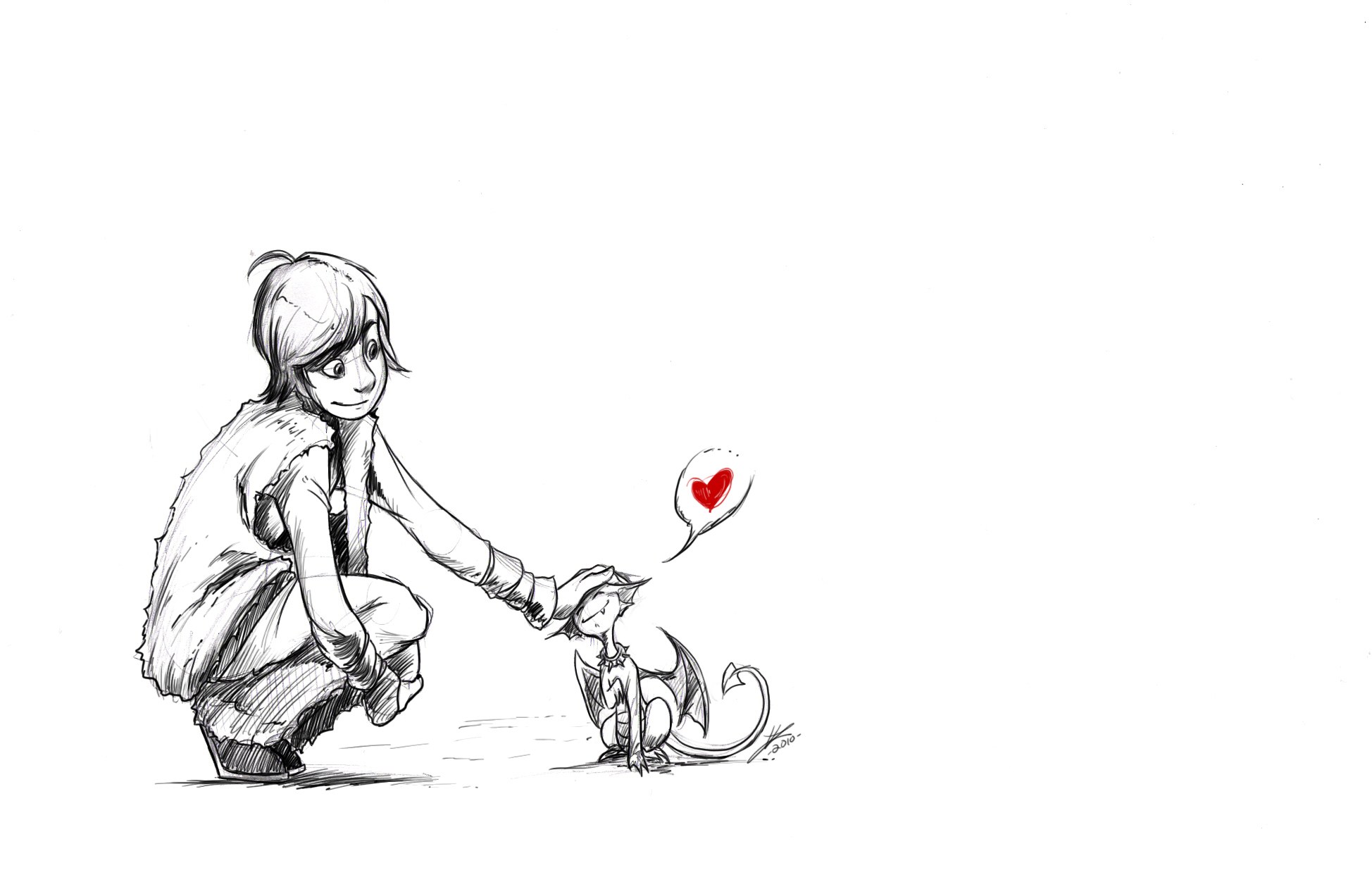 child and dragon sketch