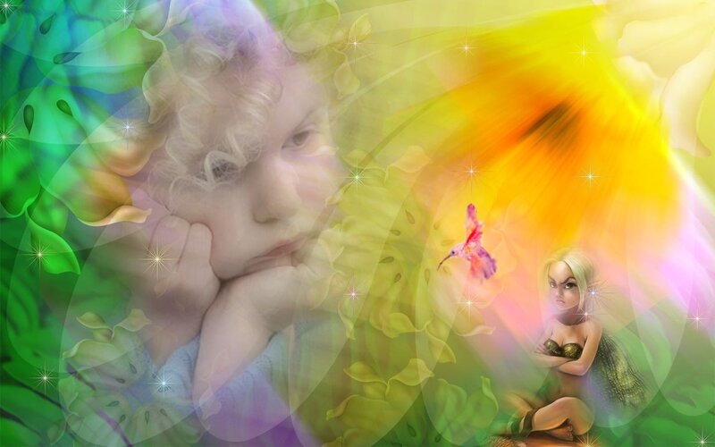 Child and Fairy in Garden
