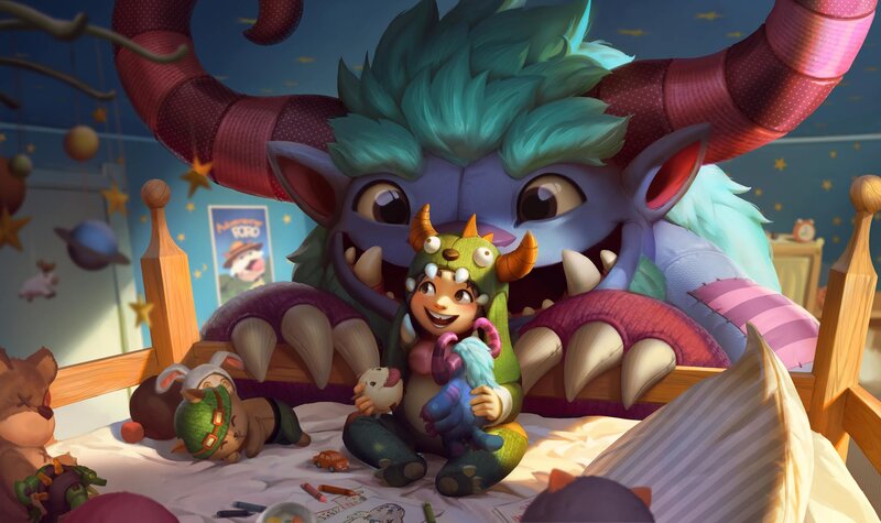 Child and Monster in Bed