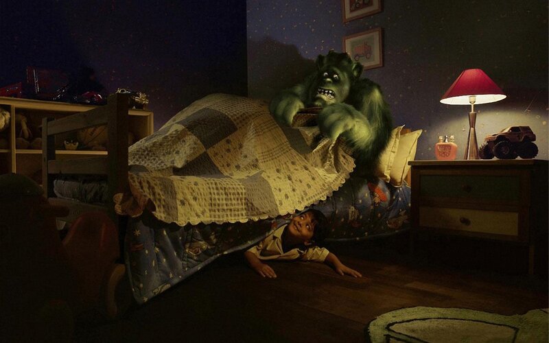 Child and Monster under Blanket