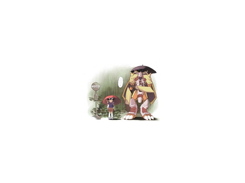 Child and Robot in Rain — Green