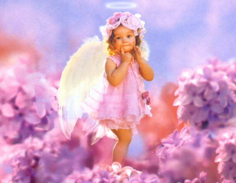 Child Angel in Pink Dress