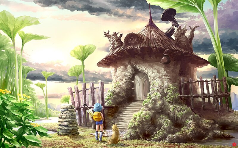 child at a fairy house