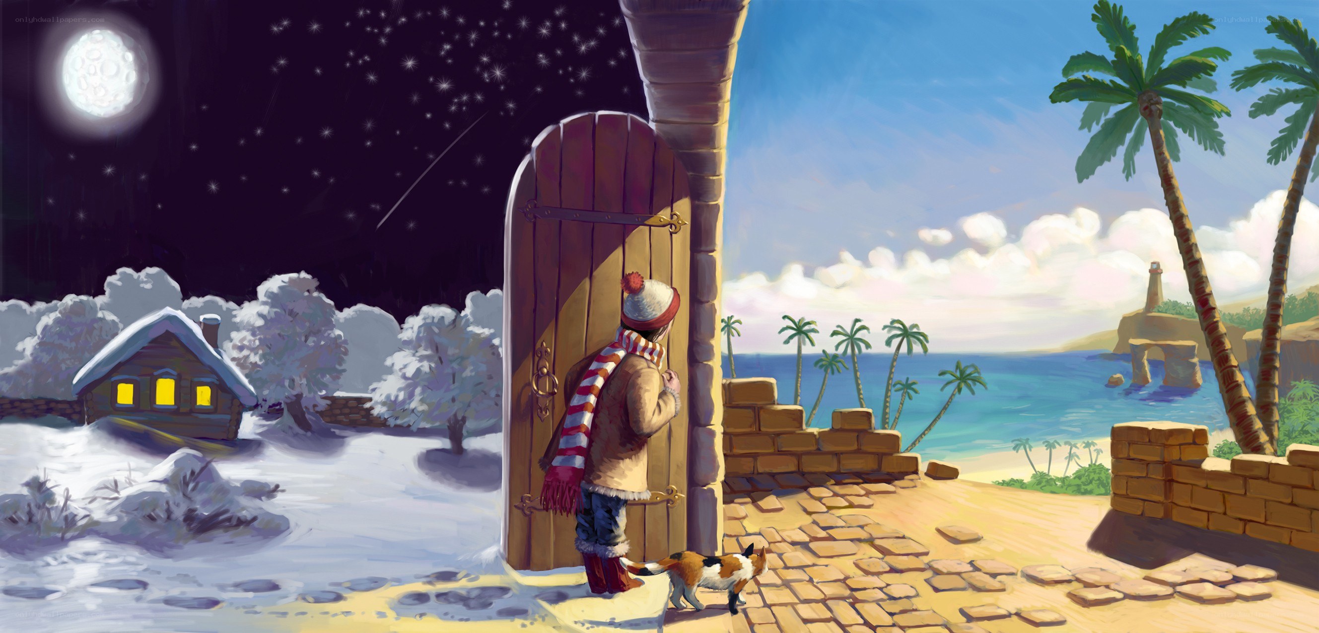 Child at a magical door