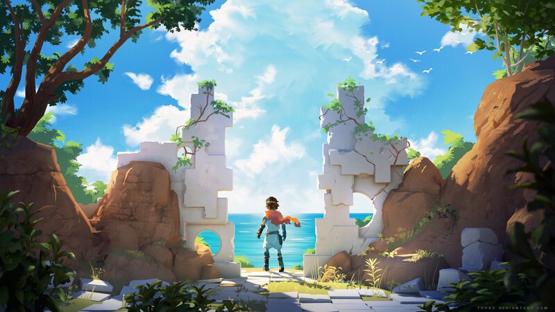 Child at Ancient Ruins