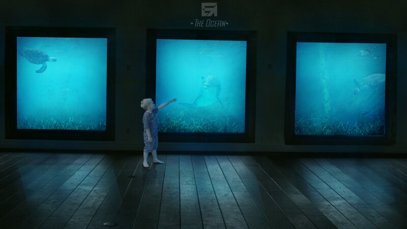 Child at Aquarium — Blue, Serene