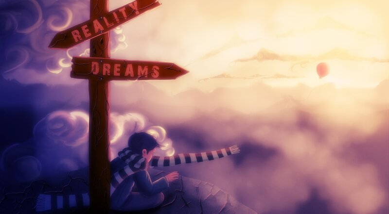 Child at crossroads of dreams and reality
