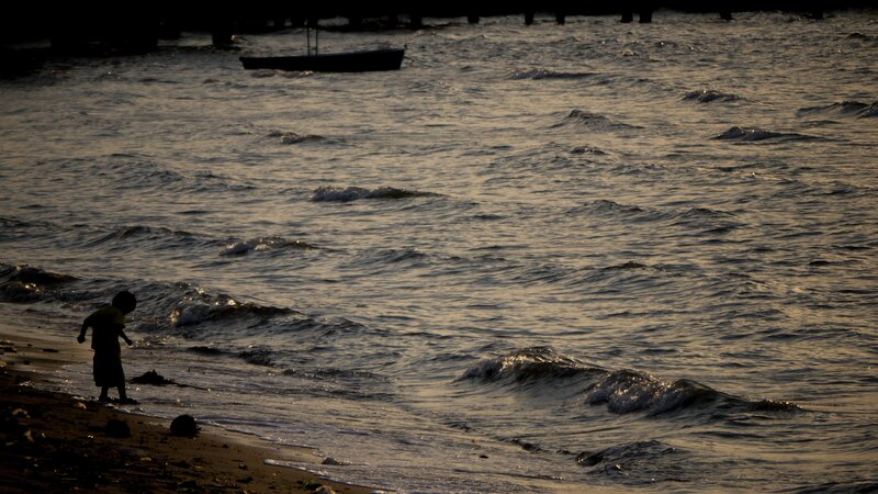 Child at the water's edge