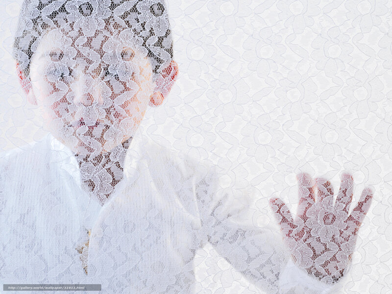 child behind lace curtain