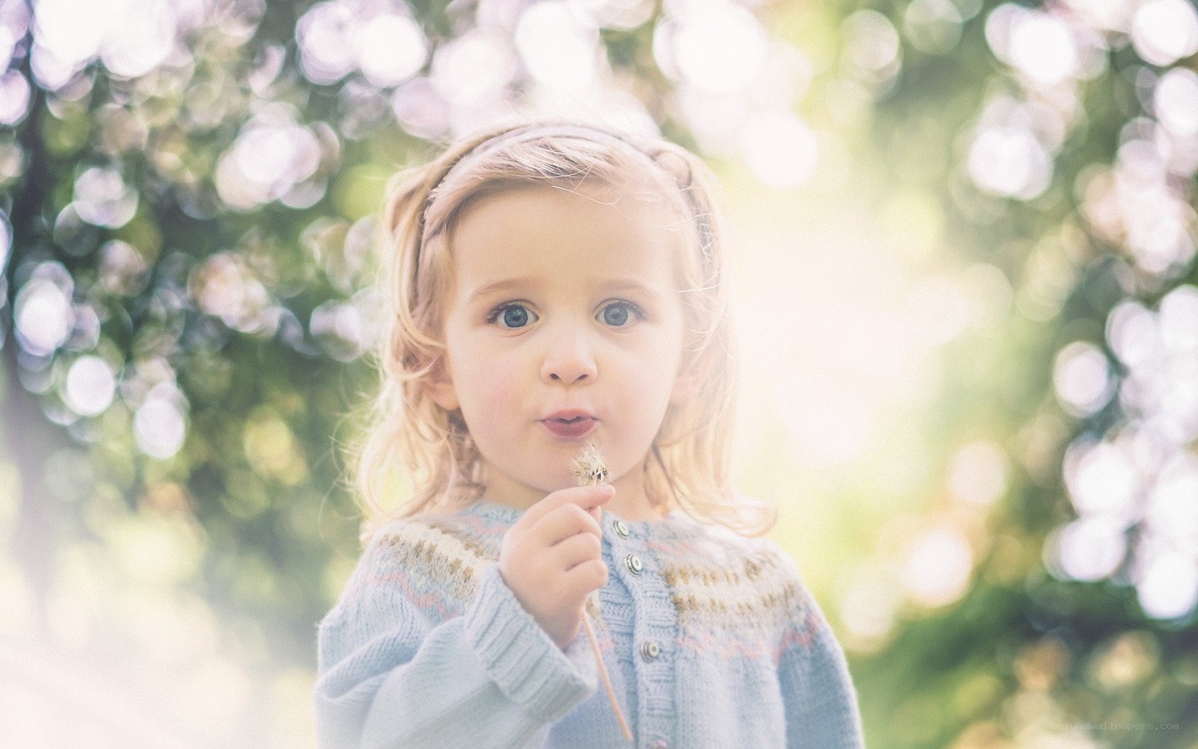 child blowing dandelion