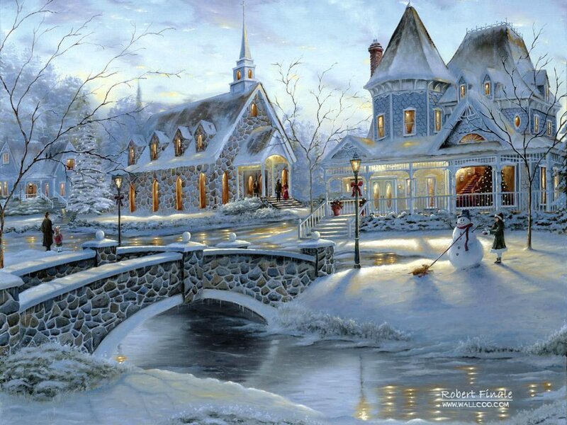Child Building Snowman — White, Peaceful