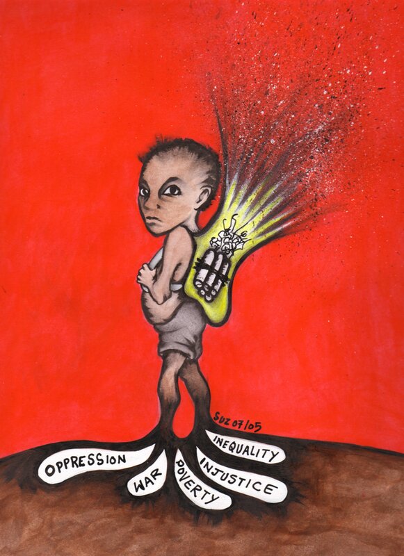 Child carrying burden of oppression