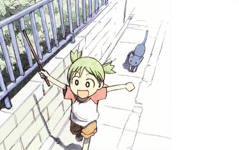 child chasing cat with stick