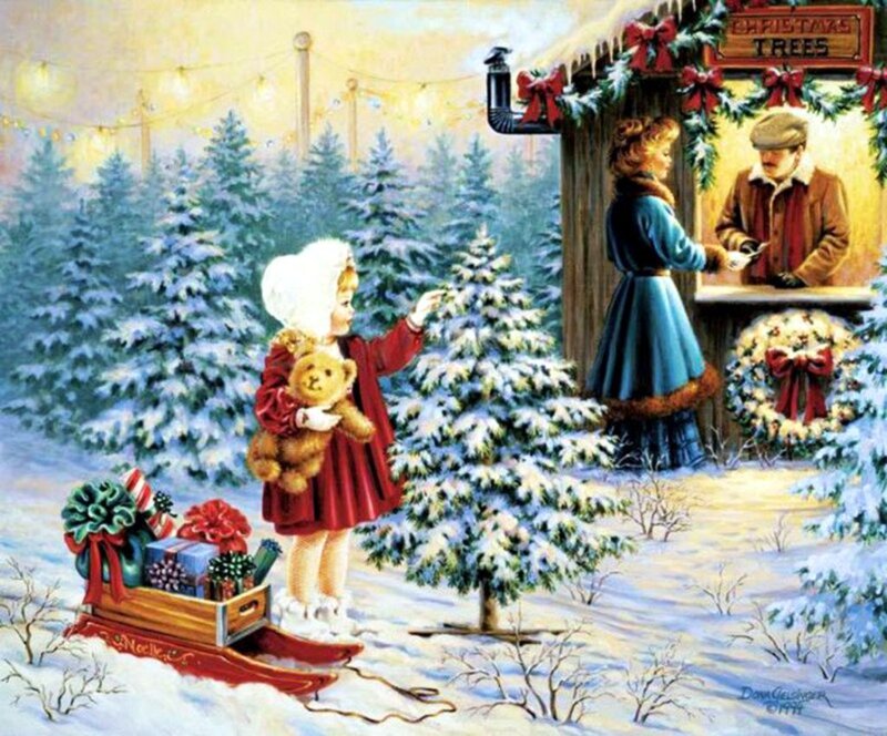 Child Choosing Christmas Tree
