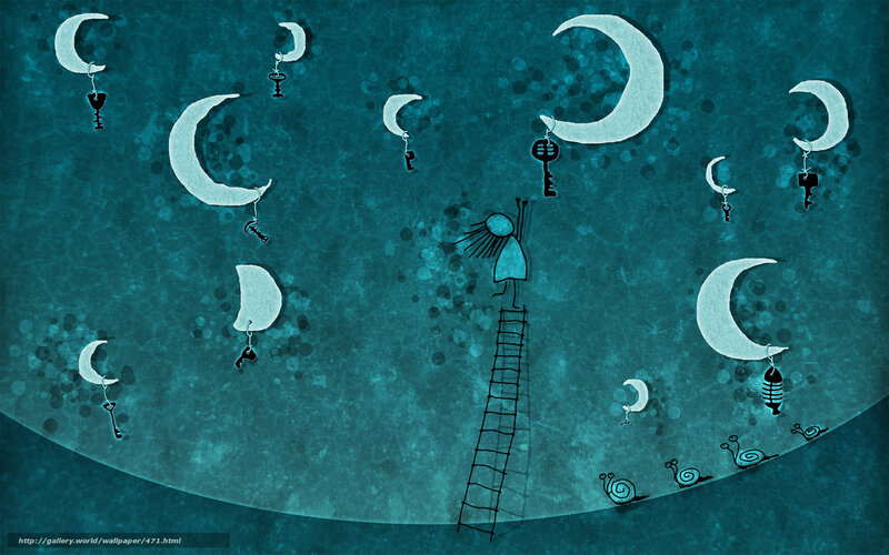 child climbing ladder to moon
