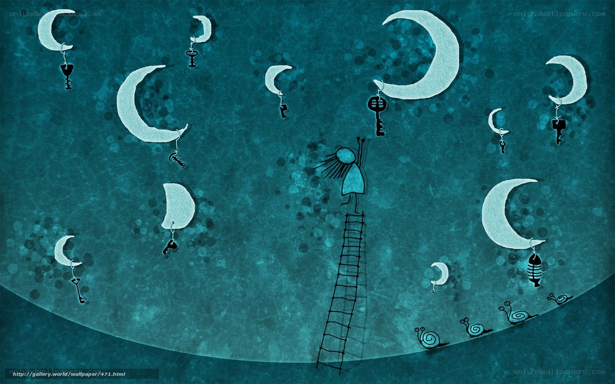 child climbing ladder to moon