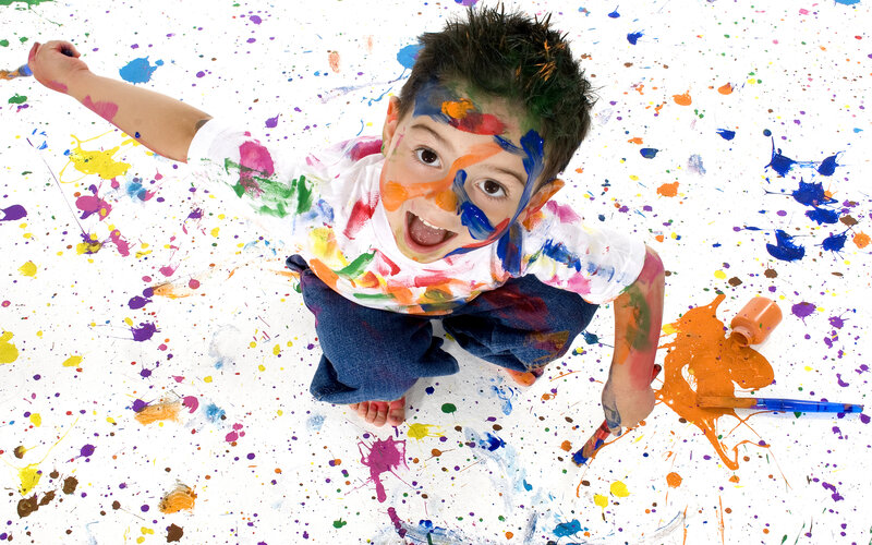 Child Covered in Paint