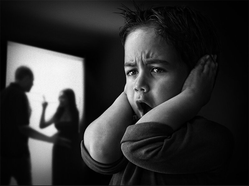 Child Covering Ears — Black
