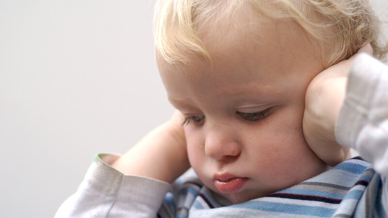 Child Covering Ears — White
